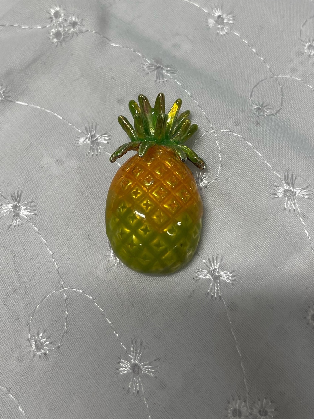 Vintage MJ Enterprises Pineapple Enamel Combo Brooch & Pendant
